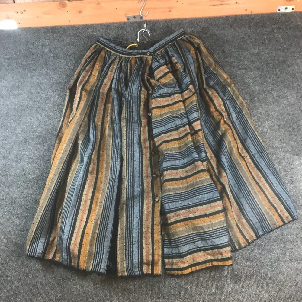 Folklore aus Oberbayern A-Line Skirt Womens 26" Multicolor Striped Button Front
